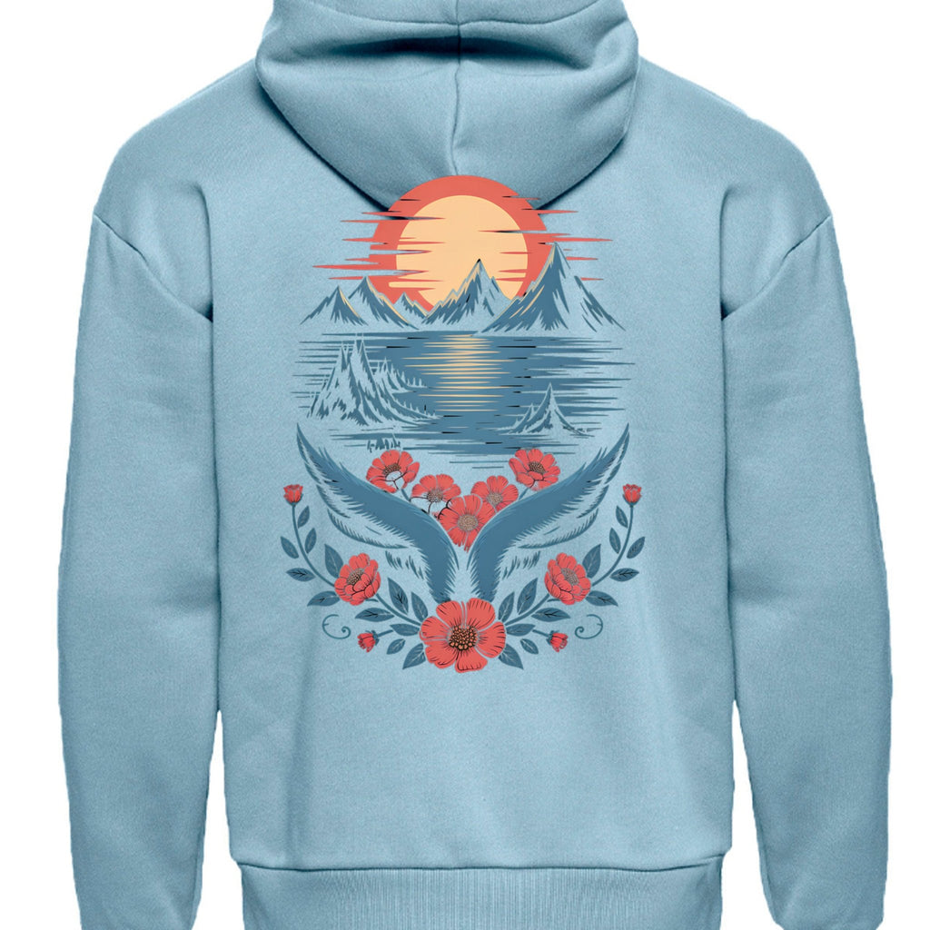 Aspire Sunset Bloom Heavyweight Hoodie Minimal Front Bold Statement Back - Aspire Clothing