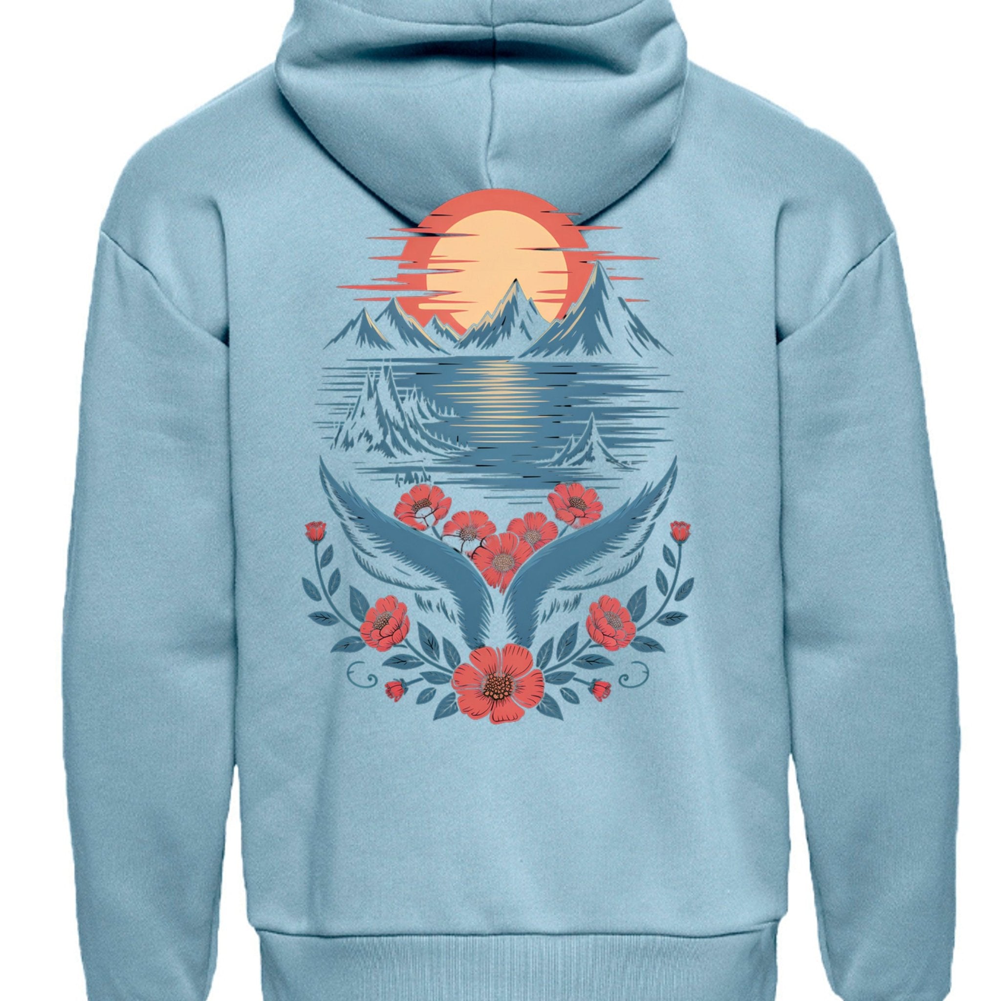 Aspire Sunset Bloom Heavyweight Hoodie Minimal Front Bold Statement Back - Aspire Clothing