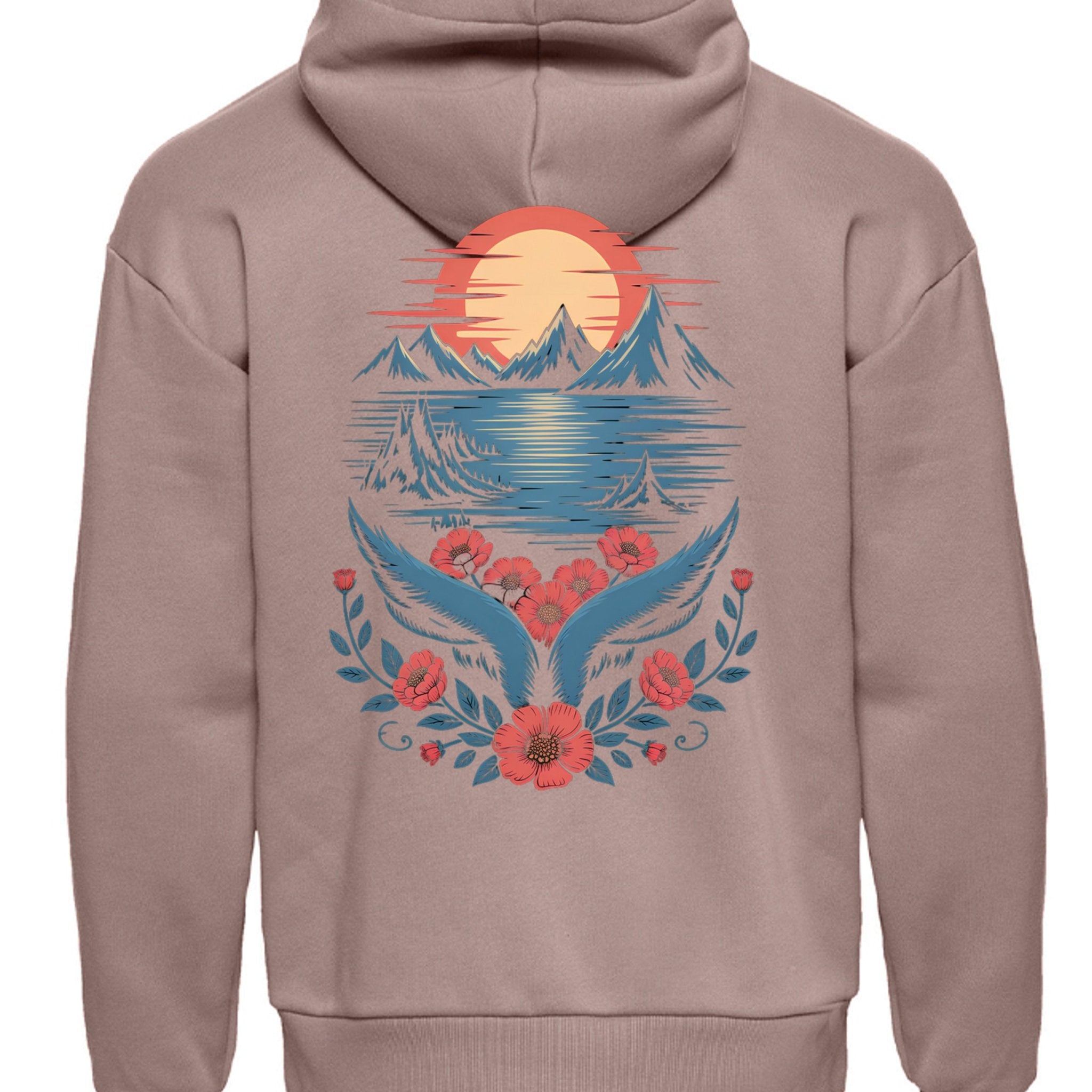 Aspire Sunset Bloom Heavyweight Hoodie Minimal Front Bold Statement Back - Aspire Clothing