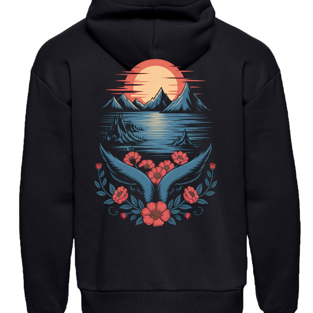 Aspire Sunset Bloom Heavyweight Hoodie Minimal Front Bold Statement Back - Aspire Clothing